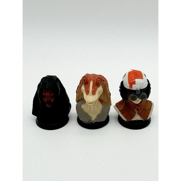 1999 Star Wars Episode 1 Phantom Menace - Lot of 3 Mini Vinyl Bust Statues 1.5” - Picture 1 of 6